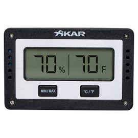 Xikar PuroTemp Rectangular Digital Hygrometer, Compact and Lightweight Cigar Humidor Accessory, Easy to Calibrate, Black