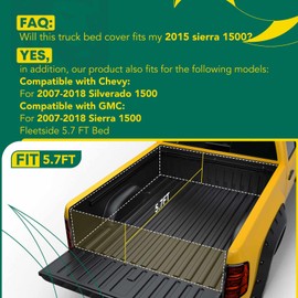 YHTAUTO Soft Roll Up 5.8 Ft (69.3") Truck Bed Tonneau Cover Fits 2014-2018 Chevy Silverado 1500 & GMC Sierra 1500, 2019 LD/Limited, w/Auto Locking Function Truck Bed Cover All Weather Waterproof
