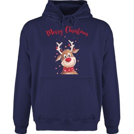 Shirtracer - Men's Hoodie Jumper - Christmas Gifts Christmas Clothing - Merry Christmas Reindeer, 3 Navy Blue