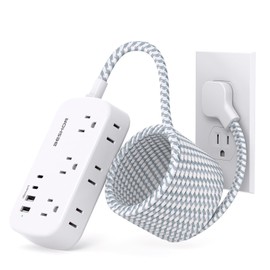 15FT Flat Extension Cord, BESHON Flat Plug Power Strip with USB C, Ultra Thin Flat Plug Extension Cord - 6 Outlets with 4 USB Ports(2 USB C Outlet), No Surge Protector for Dorm Room Travel Essentials