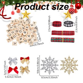 INFUNLY 335PCS DIY Christmas Ornaments Craft Kit Handmade Christmas Tree Hanging Ornaments Set Includes Wooden Letter Xmas Bell Snowflake Pendant for Crafting Christmas Activities Party Favors Decor