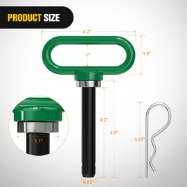 Nilight 5/8 Inch Diameter Heavy Duty Ultra Strong Neodymium Magnet Trailer Hitch Pin Green for Lawn Mower, Tractor, Towing Cargo, ATV Trailer