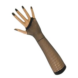krautwear® Women's Fingerless Fishnet Gloves Hand Warmers Gloves Long, black