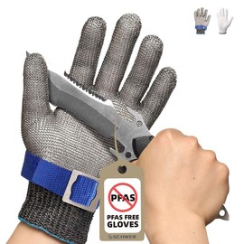 Schwer SlicePro ANSI A9 Cut Resistant Glove PR1706, Stainless Steel Mesh Metal Glove, Food Grade for Kitchen Cooking, meat gloves hands Butcher Meat Cutting, Oyster Shucking, Mandoline, Fishing  (Pack of 1) Springtok Safety:_Small