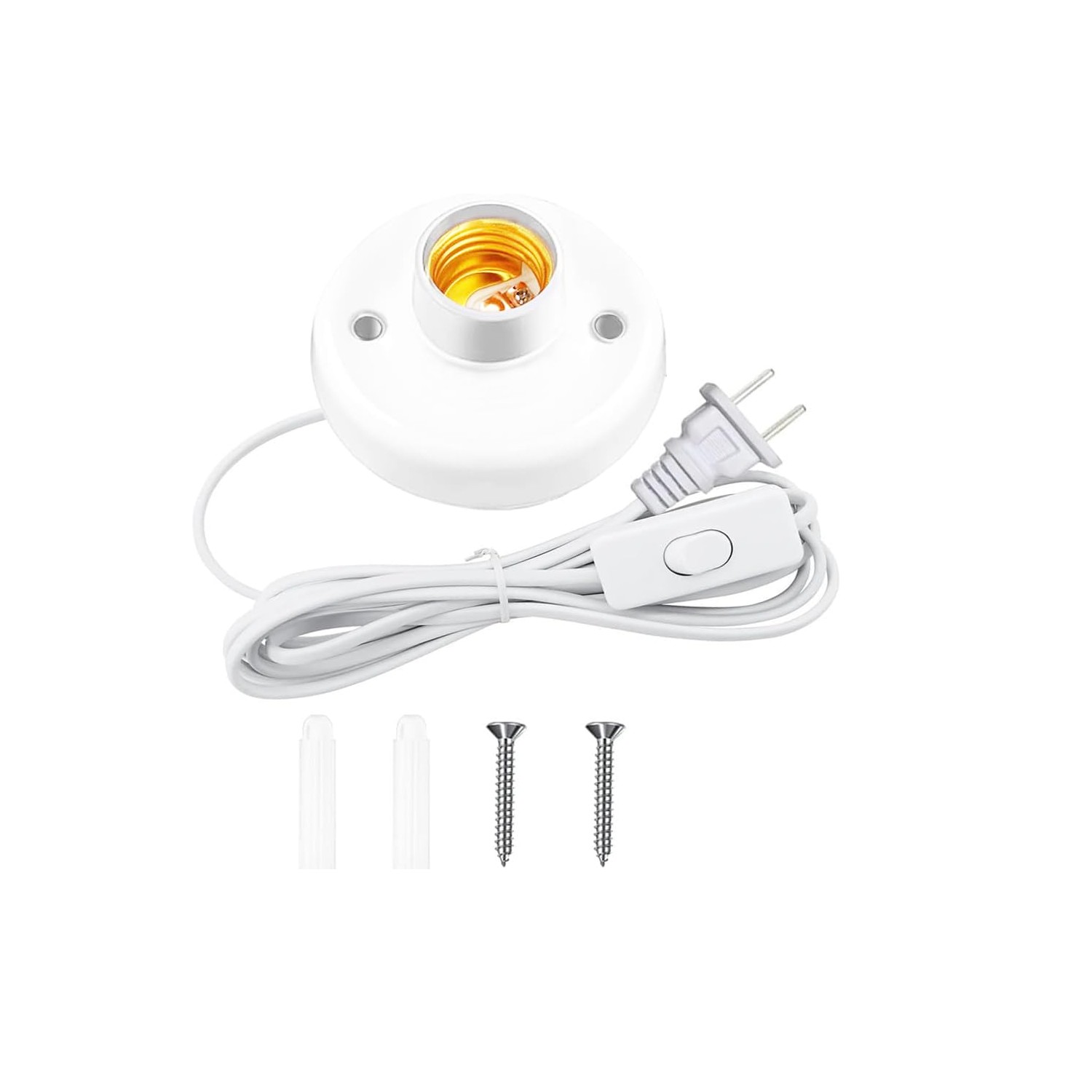 Light Socket with Cord Light Bulb Base E26/ E27 Lamp Base Desktop 15ft ...