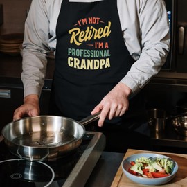 Jpayxese Funny Retirement Gifts for Men, Retired Apron for Cooking Kitchen Grilling BBQ with Pockets, Gifts for Grandpa Chef Birthday Fathers Day