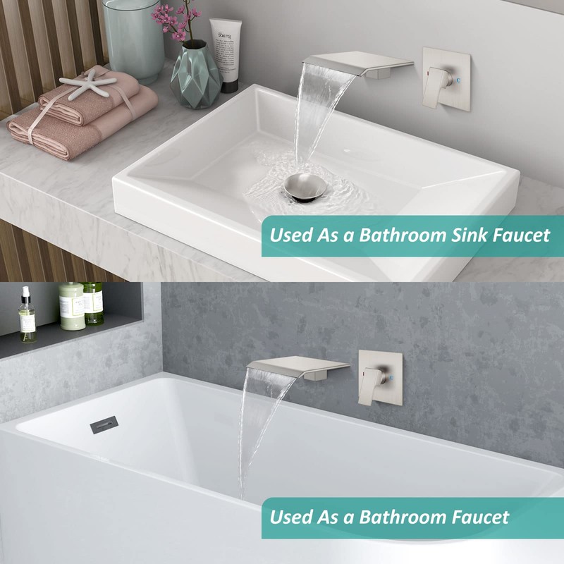Aolemi Tub Faucet Waterfall Bathtub Faucets Wall Mount Tub Filler