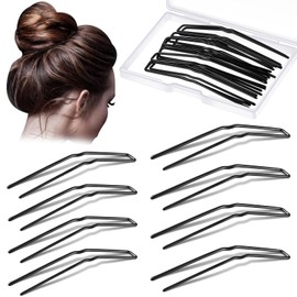 36 Pieces U Shaped Hair Pins Ballet Buns Bobby Pins U Hair Styling Pins Metal U Bun Hair Pins for Updo Bun Bobby Pins for Women Girls Lady Thick Thin Long Curly Hair(Black, 2.5 Inches, 3 Inches)