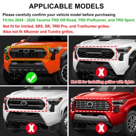 Upgrade Grille Decor Badge Emblem Compatible with 2024 2025 2026 Toyota Tacoma Accessories TRD Off-Road, TRD PreRunner, TRD Sport Tri-Color Front Grille Insert Trims (Yellow/Orange/Red)