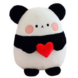 Cpoeof Kawaii Stuffed Panda with Love Heart - Super Soft Panda Plush Pillow Toy, Cute Fluffy Animal Gift for Valentine's Day, Birthday,Christmas,25cm