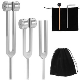 Stimmgabel Hammer Set, 128 Hz 256 Hz 512 Hz Präzise Stimmgabel aus Aluminiumlegierung Einstellbar Stimmgabeln Therapie für Frequenztherapie Heilung Klangtherapie KöRper Geist Seele