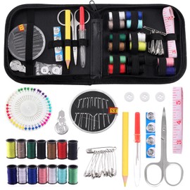 Glarks 98Pcs Sewing Kit, Multifunctional Sewing Supplies Repair Kit with Thread, Sewing Needles, Pins, Scissors, Thimble, Tape Measure, Buttons, Clips etc for Home Beginner Traveler Emergency