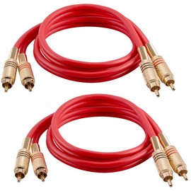 Seismic Audio - SAPRCA3-2 Pack de cables de conexión de audio de 3 pies Dual RCA macho a doble RCA macho - Rojo y rojo - Cable de audio de 2 RCA a 2 RC..