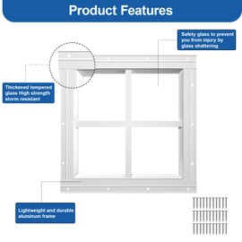 NeatiEase 2 Pack Shed Windows 12"x12", Transom Window Fixed Design with Tempered Glass for Playhouses, Sheds, Garage and Chicken Coops (White)