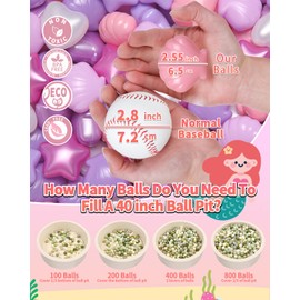 GOGOSO Ball Pit Balls with Star Heart Shell Shapes, Cute Plastic Toy Balls for Baby Toddlers Kids Birthday Party,Play Room, Pool Water Toys,100pcs Pearl Pink Purple