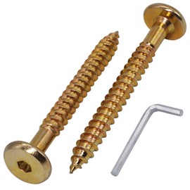 SKIR'CO (Pack of 40) Yellow Zinc Plated Wood Joining Screws 6.5 x 60mm Furniture Connecting Screws Flat Head