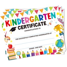 30 Pieces Kindergarten Graduation Certificates Kindergarten Colour Graduation Diplomas kindergarten Graduation Supplies Children's Student Achievement Awards 8.5 x 11 inches (white)