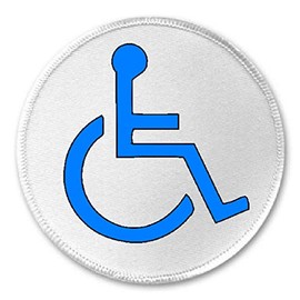 Wheelchair Handicapped Icon - 3" Sew/Iron On Patch Disability Disabled Blue