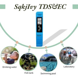 SqkjIvy 4 in 1 TDS Meter - TDS EC & Temperature(°C,°F) Meter,Accurate & Reliable Digital Water Testing Kits for Drinking Water, Tap, Well, Swimming Pool,Hydroponics, Aquarium(Blue)
