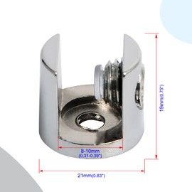 Aopin Glass Shelf Brackets Adjustable Glass Door Cabinet Clamp Clip Holder for 8mm-10mm Thickness, Cylindrical, Zinc Alloy, Silver, 4Pcs
