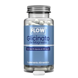 Flow Supplements | Glicinato de Magnesio 500 mg - 90 Cápsulas - Suministro de 3 Meses- Magnesio Alta Absorción - Suplemento Alimenticio Apto para Dietas Keto - Sin Azúcar y Sin Gluten