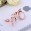 LZD 18K Rose Gold Epoxy Cateye Drop Stud Earrings L94