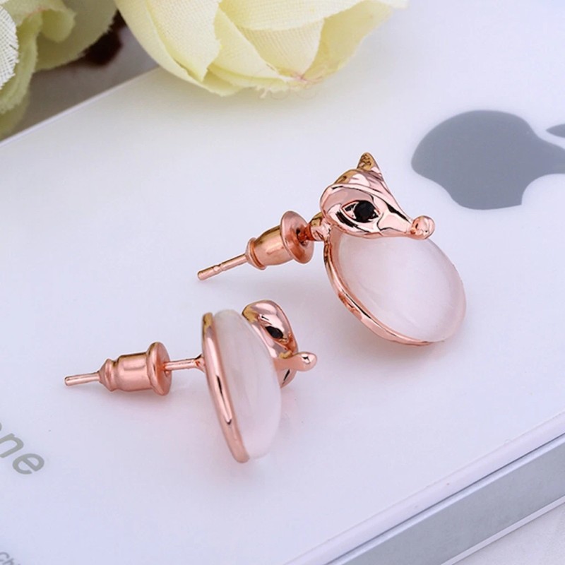 LZD 18K Rose Gold Epoxy Cateye Drop Stud Earrings L94