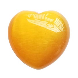 Bacatgem 1 Pcs Yellow Cat's Eye Stone Palm Worry Carved Heart Love Stone,1.57 inchs Crystals and Healing Stones
