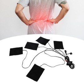 USB Carbon Fiber Heating Pad, 5V 5 in 1 Cloth Electric Heater Pad Silicone Soft Wire, 3 Gears Waterproof Clothes Vest Cloth Heat Pad Clothes Jacket Pads Heater Sheet Electric Cloths Set for Outdoor