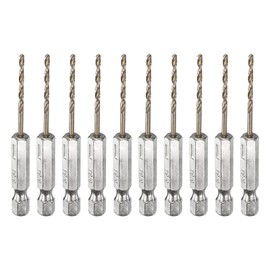 sourcing map 10pcs 1/4" Hex Shank Drill Bit 5/64" Gold Oxide M35 High Speed Steel Twist Drill Bit 135 Degree Split Point Tip Drilling Tool with Quick Change Hex Shank for Metal Wood Plastic