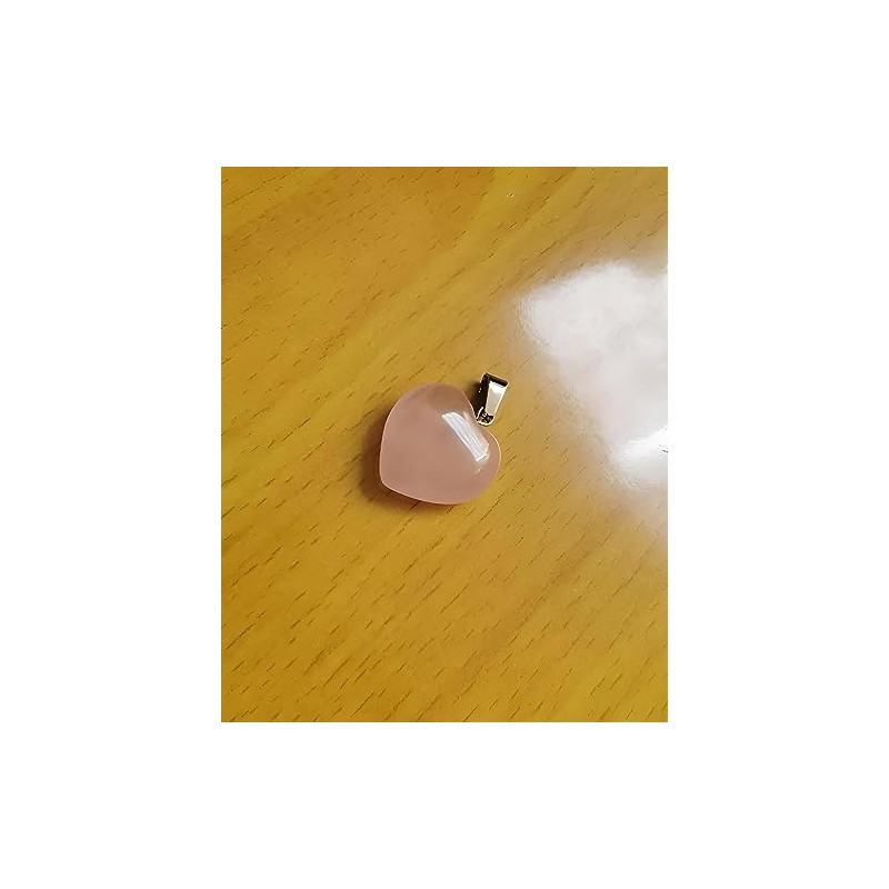 RICHARD-911 Dije Corazón Cuarzo Rosa Para Collar Cadena Joyería Colgante