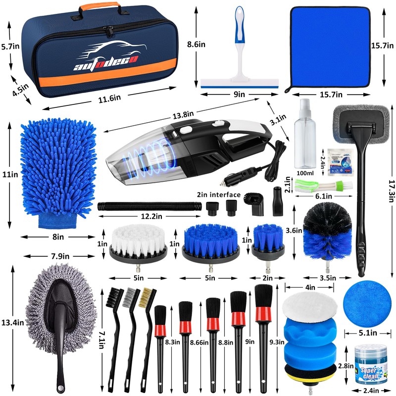 AUTODECO 37Pcs Car Detailing Brush Set, Car Detailing Kit, Auto