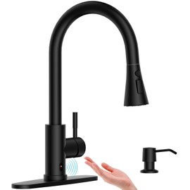 APPASO APPASO Touchless Kitchen Faucet, Matte Black Hands Free Kitchen Sink Faucet with Soap Dispenser and Pull Down Sprayer 3 Modes, Activated Motion Sensor Faucets for Kitchen Sink, S304 Stainless Steel