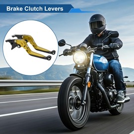 Partuto Short Long Brake Clutch Lever for Kawasaki ZX7R/ZX7RR 1989-2003 Adjustable Motorcycle Handlebar Brake Lever Aluminum Alloy Gold Tone Handle Black End