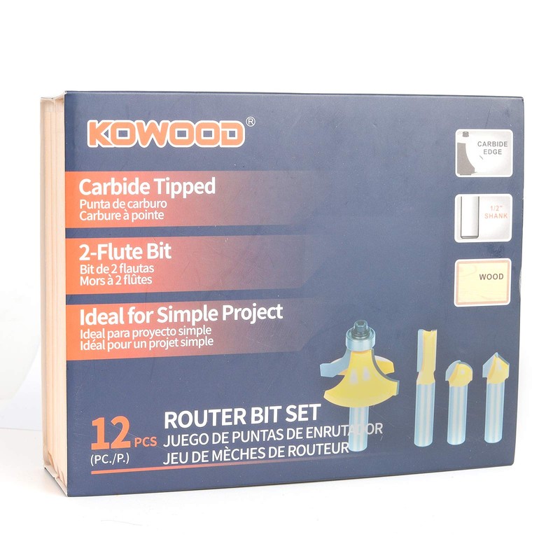 KOWOOD Router Bits Set of 12 Pieces 1/2 Inch Woodwork