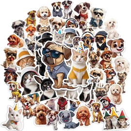 100PCS Cute Cats and Dogs Stickers Pack - Funny Dog Sticker Cat Meme Stickers Assorted Pet Animal Sticker for Water Bottle Laptop Scrapbook Birthday Party Favor Gift for Kid Boy Girl Teen Pet Lover