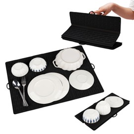 Klyrnd Foldable Silicone Dish Drying Mat - Extral Large 20.8" x 15.7" - Heat Resistant Silicone Trivet, Countertop Mat, Dish Draining Mat, Sink Mat, Easy to Clean (Black, 20.8" x 15.7")