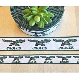 Unbranded 7/8 & 1.5" (1YD) Philadelphia Eagles Throwback Football Ribbon Vintage Style - 7/8"