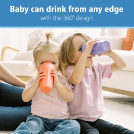 Dr. Brown's Milestones Cheers 360 Training Cup for Toddlers & Babies, Leak-Free Sippy Cup, Purple/Coral, 10oz/300mL, 9m+, 2 Pack