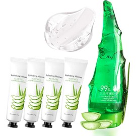 Gel De Aloe Vera Con 99% De Pureza: Hidratante Para Rostro Y Piel, Sin Sensación Pegajosa (5 Unidades)