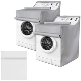 BlueStars 2PCS Washing Machine Covers with Laundry Bag: Perfect For Top-load and Front-load Washer/Dryer - Premium Outdoor Protection For Most Washer Dryer Cover - W29”x D28”x H43” (Silver)