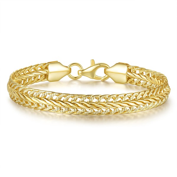 BENOITE 14K Gold Bracelets for Women Mens Foxtail Chain Design
