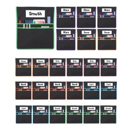 24 PCS Chair Pockets for Classroom,20"x17" Seat Chair Pockets,K-2 Classroom Chair Bags Organizer with Name Tag for Classroom School Home Kindergarten