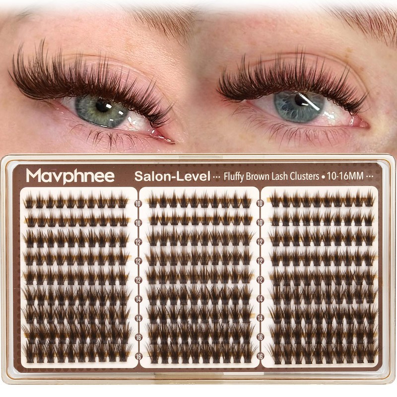 Mavphnee Brown Lash Clusters – Wispy Fluffy Individual Eyelash Extensions