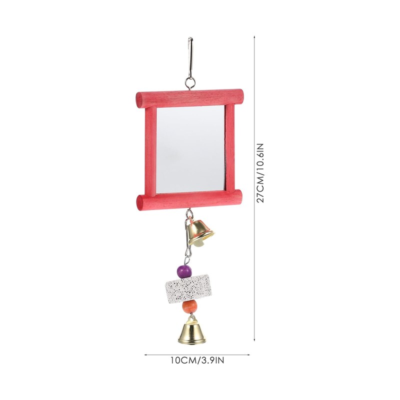 Yardwe Bird Cage Toys 2Pcs Hanging Mirror Toys with Bells