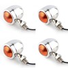 PIENSE Motorcycle Turn Signals Set of 4 Universal Black Bullet