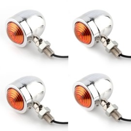 PIENSE Motorcycle Turn Signals Set of 4 Universal Black Bullet Bullet Retro American Orange (Set of 4 Silver)