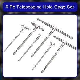 HDLNKAK Telescoping Gage Set, 6 Pack Stainless Steel T - Bore Hole Gauges, Range 5/16" - 6", Telescopic Bore Gauge, Measurement Tool for Precision Parts to Large Machinery.