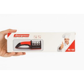 Afilador de Cuchillos Manual, 3 Etapas de Afilado, Diseño Compacto, Agarre Antideslizante, para Cocina Profesional y Doméstica