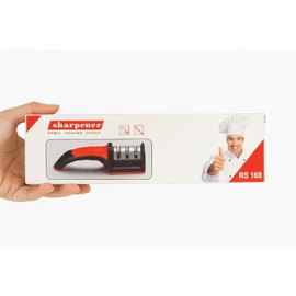 Afilador de Cuchillos Manual, 3 Etapas de Afilado, Diseño Compacto, Agarre Antideslizante, para Cocina Profesional y Doméstica